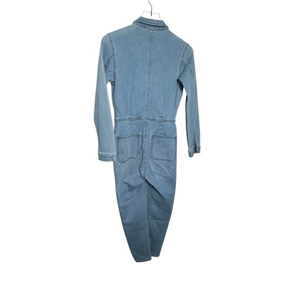 Free People Lennox Skinny Fit Denim Zip Front Jumpsuit Size Small Light Blue - Picture 5 of 12